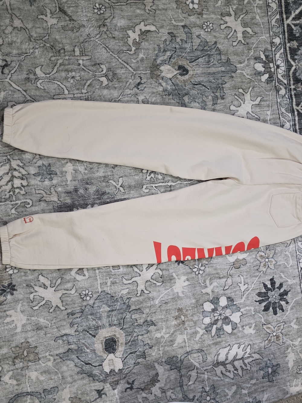 LONELY GHOST Cream Sweatpants with Blue Tag